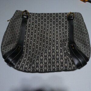 Fossil Monogrammed Black Gray Large Tote 19 1.2" x 16" VGUC